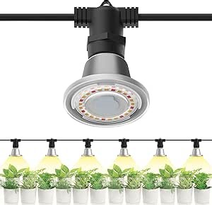 SANSI Hanging Grow Light String for Indoor Outdoor Plants, 6 LED Grow Light Bulbs 72W with Optical Lens for High PPFD, IP65 Waterproof Plant Grow Lamp for Greenhouse Garden (Upgraded)