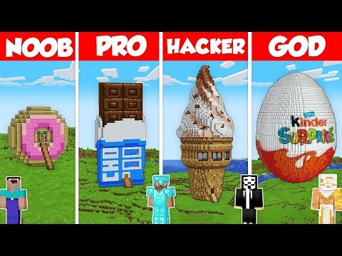 CANDY SWEET HOUSE BASE BUILD CHALLENGE - Minecraft Battle: NOOB vs PRO vs HACKER vs GOD / Animation