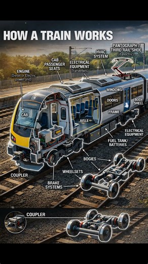 How a Train Works Explained | Train Parts Diagram #train #railway #engineering #transport#tech