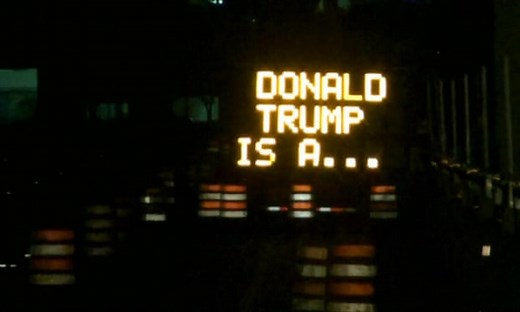 Road signs hacked in Texas: 'Donald Trump is a shape-shifting lizard' – video