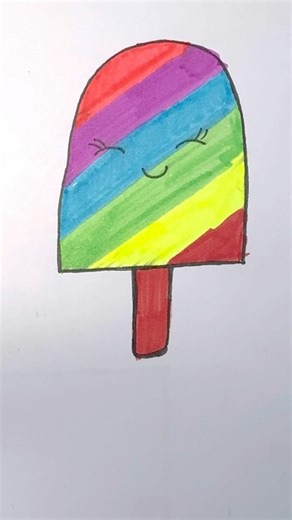 How to draw a cute and colourful popsicle!! #shorts #yt shorts #drawing #artscraft #popsicle #art