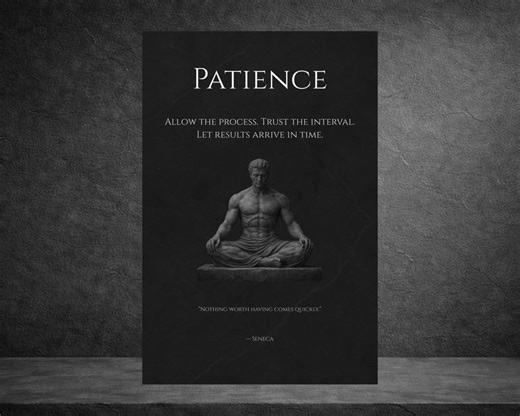 Patience Stoic Wall Art Poster, Seneca Quote Print, Motivational Philosophy Decor, Minimalist Meditation Art, Masculine Office Decor - Etsy