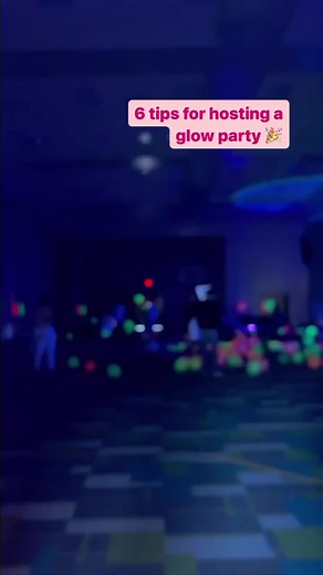 6 tips for hosting a glow party: 1. Make sure the venue is naturally dark or that light entrances (windows, doors, etc) can be covered. You need the room to be dark, so the black lights can work their magic! 2. Encourage guests to wear white or fluorescent colors, so they will glow. I think neon pink, neon green and neon orange work best! 3. Buy glow sticks as party favors! They are cheap, fun and glow. AND I think both kids and adults love them. Easy win all around! 4. Buy fluorescent decor tha