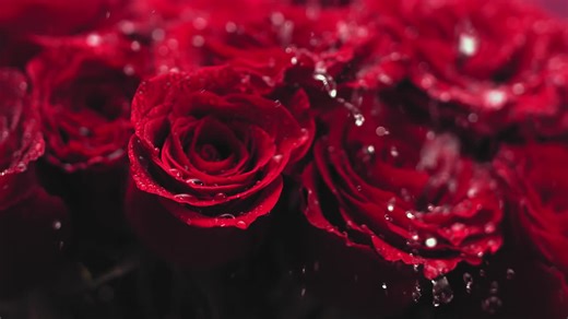 Water Droplets Falling on Red Roses - Free Stock Video
