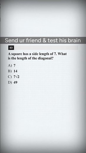 How to Find the Diagonal of a Square! Easy Formula #MathShorts