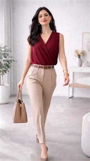 Smart Casual Outfit Ideas With Beige Trousers For Modern Women #shorts #fashion #outfit #viral #ootd