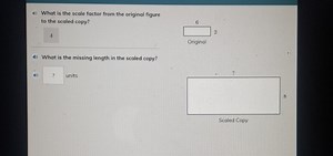 What is the scale factor from the original figure to the scaled... | Filo