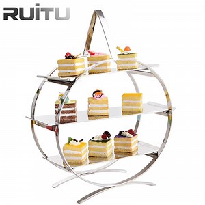 [Hot Item] Small Luxury Cupcake Dessert Serving Hammered Platters Hanging Afternoon High Tea 3 Tier Metal Round Cake Decorating Display Stand Wedding Party Cup Cake Stand