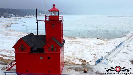 Holland Big Red Lighthouse Stunning Frozen Tour Must See Drone Footage Pure Michigan 2021. Full 4K: https://youtu.be/vIH11r_wuhA Drone - DJI Mavic 2 Zoom: https://amzn.to/2G5iBGl www.timelessaerialphotography.com #drone #winter #frozen | Timeless Aerial Photography