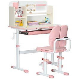 HOMCOM Kids Desk and Chair Set in Pink