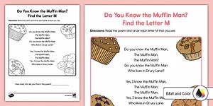 Early Childhood Do You Know the Muffin Man? Find the Letter M Alphabet Worksheet