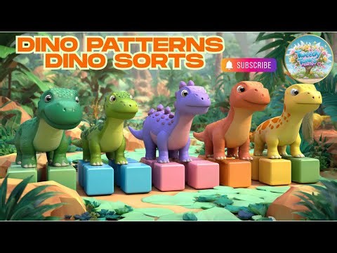 🦖🎶 Dino Patterns, Dino Sort! | Learn Patterns & Sorting with Dinosaurs! 🟢🟣🔵🔴