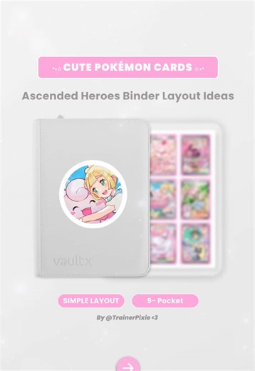 Ascended Heroes Binder Layout Inspo Idea 💖 Can’t wait for this set to come out in english! I really want the lillie’s clefairy and iono 😭💖 Binder: 9 Pocket White Vault X Binder [Back in stock!] ⭐️ Use Discount Code: