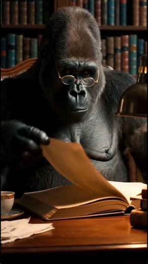 Smart Gorilla Reading Like a Human 🤯📚