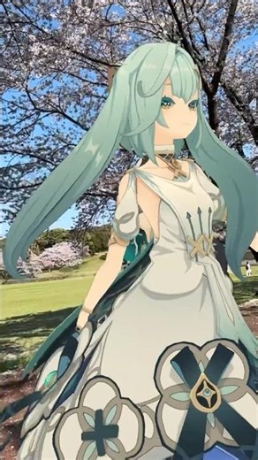 【花に満ちる ツギハギ 3/5】桜の花の中で 人々は穏やかに楽しむ 原神のファルザンたちが「ツギハギスタッカート」【原神 AR ダンス】
