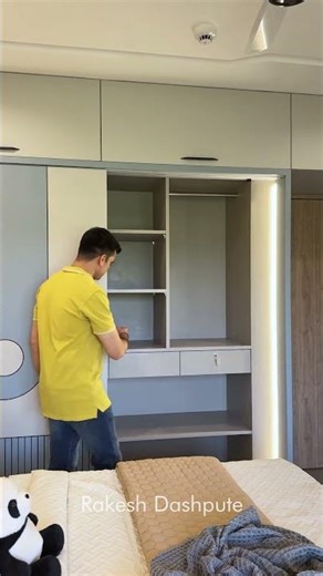 Stylish Wardrobe Design with Hidden Mirror & Smart Storage
