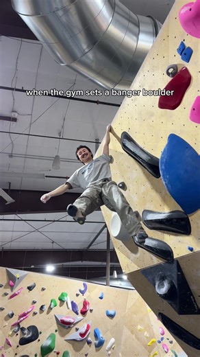 This V10 almosttt didn’t get topped but Noah managed to hold on until the end. The trickiest move for him to learn was the double clutch dyno at the beginning. That took him 5 tries to stick. But once he broke the boulder down and rehearsed the top it was over! This is on the new set if you want to come to @climbing_collective Longmont location and give it a try yourself.