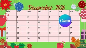December 2026 Calendar Printable - Etsy Canada