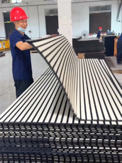 Flexible acoustic panel #wallpanels #installation #acousticwall #factorytour #interiordesignideas #Grating-plate #decorate #homedecor #factory #slatwall #decoration #Acousticpanels #textureboard #soundabsorbing #home #decor #ceiling #Mdf #PET #wpc