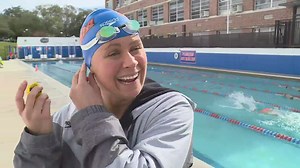 Swimmer Elizabeth Beisel uses beeping device to get ready for Rio