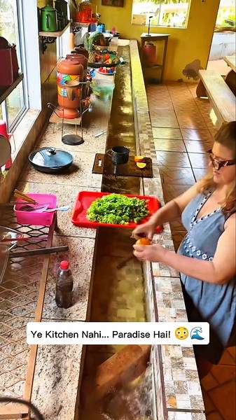 This Kitchen Has a Real Mountain River Flowing Through It! 😱🏡 #shorts