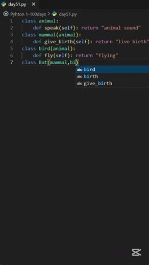 Hybrid inheritance in python #coding #capcut #inheritance #funtion #fypシ゚viral #fy #fx #fyp #fybro