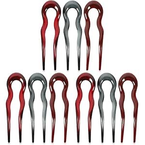 FRCOLOR 9Pcs French Hair Pins for Thick Thin Hair Fashion U Shaped Hair Fork for Bun Hair Styling Fine Hair Accessories Wavy Twist Pin for Women Daily Use