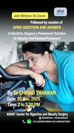 Urvi Vaiwala Jariwala on Instagram: "A Gentle Reminder of *Support Group Meeting* covering discussion on: *Is Bariatric Surgery A Permanent Solution To Obesity & Related Problems?* Please find the below the shared joining details to avail valuable information directly from *Dr. Chirag Thakkar* & team. 🗓️ *TODAY 20th December @2:00 pm to 3:30 pm* 👉 *Join Using Below Details:* *Zoom Link :* https://us06web.zoom.us/j/82804417464?pwd=AUfYatRWVubTdxQxDrfjx7u6mz0Qre.1 *Meeting ID :* 828 0441 7464 *P