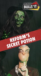 Farage tries the Reform witch’s potion… Brand new ep of The Rest Is Bulls*!t out now on YouTube | Spitting Image