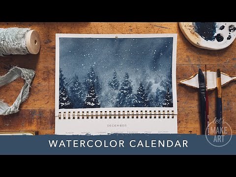 Learn How To Paint a Winter Night Landscape | Watercolor Calendar Tutorial