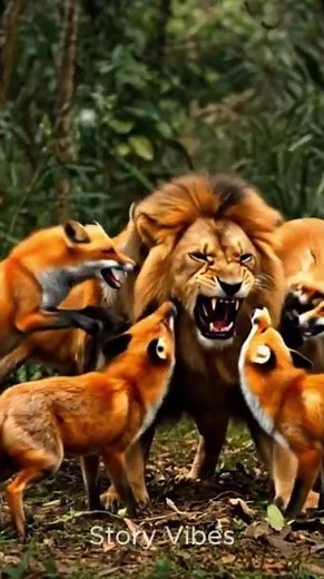 Lions and Fox Launch a Fierce Attack on a Hare #animals #wildliferescue #lion #fox