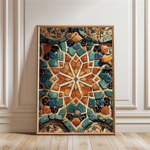 Islamic Geometric Moroccan Tile Art, Boho, Alhambra Pattern Wall Print (digital Download) - Etsy