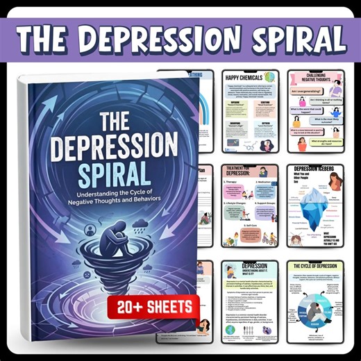 Depression Spiral Workbook Printable | CBT Mental Health Journal | Anxiety & Mood Tracker | Self Therapy PDF for Ipad-print | Guided Healing - Etsy