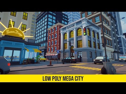 Low Poly Mega City level for Unity