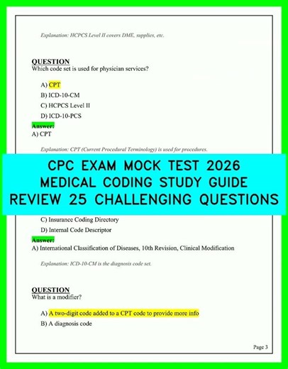 CPC EXAM MOCK TEST 2026 MEDICAL CODING STUDY GUIDE REVIEW 25 CHALLENGING QUESTIONS EXAM PREP GUIDE