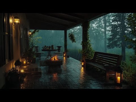 Stormy Night on Wooden Porch – Heavy Rain & Thunder for Deep Sleep & Mind Calm