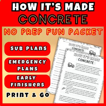 Concrete Instant Download No Prep Middle School Sub Plans Reading Comprehension