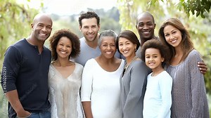 A diverse family creating a family tree, sharing authentic moments of heritage, using both paper charts and digital genealogy apps, diverse families, authentic moments, hybrid life