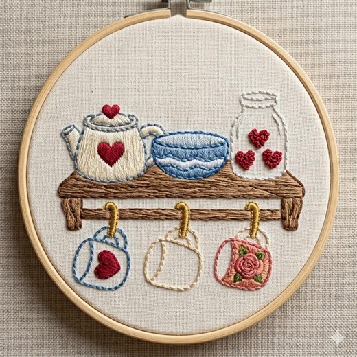 Kitchen Shelf Embroidery Pattern, Love Kitchen Shelf Hand Embroidery PDF - Etsy