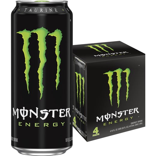 Monster Energy, Original, Energy Drink, 4 Pack - 16 Fl Oz