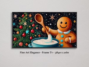 Gingerbread Man Christmas Tree TV Frame Art (JPG File)