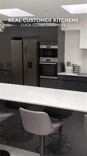 Luca Gloss Graphite Handleless Kitchen - 4199 - DIY Kitchens