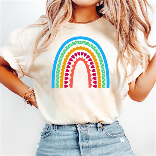 Scandinavian Folk Art Rainbow Tee, Nordic Lucky Symbol Shirt, Vintage Comfort Colors Comfort - Etsy