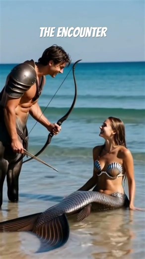 Shoreline Destiny: Centaur Meets Mermaid#Fantasy #MythicEncounter #fantasy #viral #for