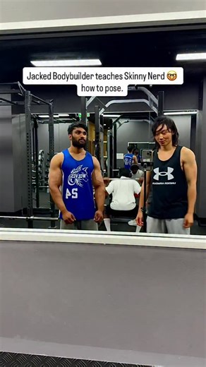 Dr. Lachlan Sun on Instagram: "Jacked Bodybuilder teaches Skinny Nerd 🤓 how to pose. Guys I got a bodybuilding coach, follow along for the ride."