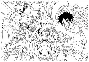 One piece coloring page with monkey d. luffy and tony tony chopper
