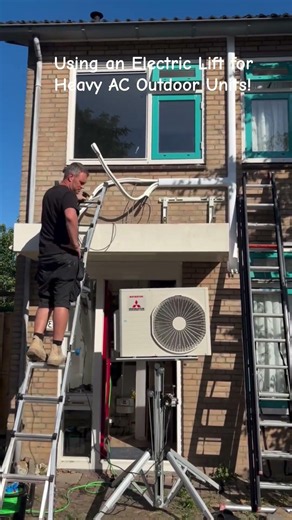 Using an Electric Lift for Heavy AC Outdoor Units!