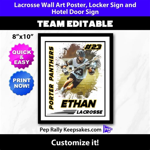 Lacrosse Locker Sign, Hotel Door Sign & Wall Art Poster With Photo to Personalize for Lacrosse Team Gifts, Printable Editable Template LA43 - Etsy
