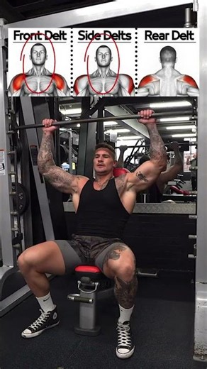 Target different areas of your shoulders with these exercises on the smith machine💪#shoulderworkout