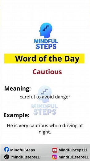 Word of the Day: Cautious |Meaning, Example| #englishlearning #getmoresubscribers #shorts